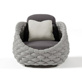 Tatta Modern Outdoor Swivel Chair 360 Degree Rotatable Gray Woven Rope Armchair Sofa Gray