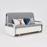 Modern Convertible Sleeper Sofa Cotton & Linen Upholstery with Storage Light Gray