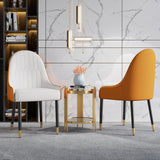 Modern PU Leather (Set of 2) Dining Chairs with Metal Legs White & Orange