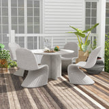 2 Pieces Coastal Aluminum & Woven Rattan Outdoor Patio Dining Chair Set in Gray Gray