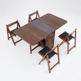 Ultic 5-Piece Modern 59" Rectangle Dining Table Set Ash Wood Foldable Walnut Walnut