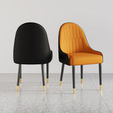 Modern PU Leather (Set of 2) Dining Chairs with Metal Legs Orange & Black
