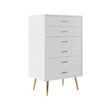 Narre 4 Drawer Dresser Modern Wood Storage Chest Accent Cabinet for Bedroom White