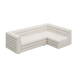 Modern L-Shaped Boucle Modular Sectional Sofa & 4-Seater Sofa White