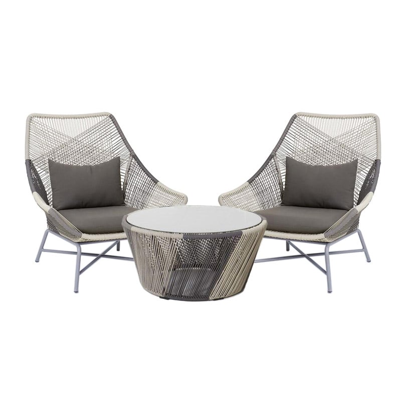 Outdoor PE Rattan Patio Chair Armchair with Cushion Pillow（Set of 2） Gray;White