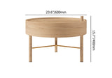 Modern Round Wood Rotating Tray Coffee Table with Storage & Metal Legs Natural