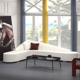 Modern L-Shaped Corner Sectional Sofa for Living Room Faux Leather Upholstery White