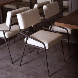 Industrial Upholstered Dining Chair White PU Leather Dining Chair (Set of 2) White