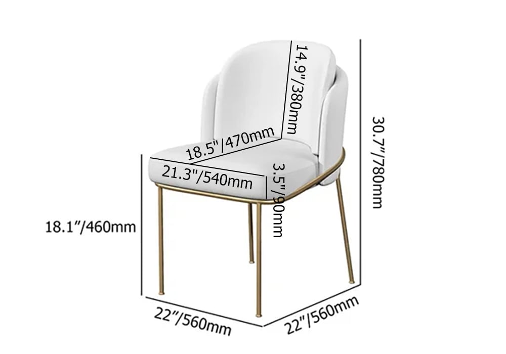 Linenic Modern Dining Chair Modern Cotton&Linen Upholstered Side Chair in Gold White