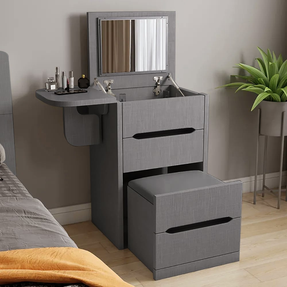 Versatile Mini Vanity Desk and Bedside Table Combo Black