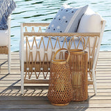 Ropipe Woven Rope Outdoor Armchair Accent Chair with White Polyester Cushion White