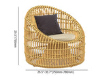 4 Pieces Rattan Outdoor Sofa Set with Glass Top Coffee Table and Cushions in Yellow Yellow