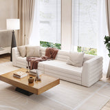 Modern L-Shaped Boucle Modular Sectional Sofa & 4-Seater Sofa White