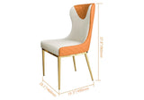 Modern Wingback Dining Chair PU Leather Upholstered Side Chair (Set of 2) Orange