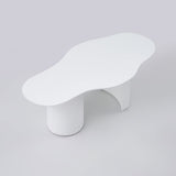 Japandi Funky Wood Coffee Table with Abstract Cloud Shaped White