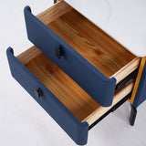 Modern Luxury 2 Drawers Bedroom Nightstand Sintered Stone Bedside Table Deep Blue