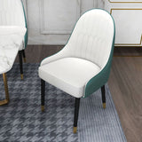 Modern PU Leather (Set of 2) Dining Chairs with Metal Legs White & Green