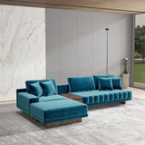 Modular L Shape Couch with Ottoman - Comfy Sectional Sofa with Storage Blue