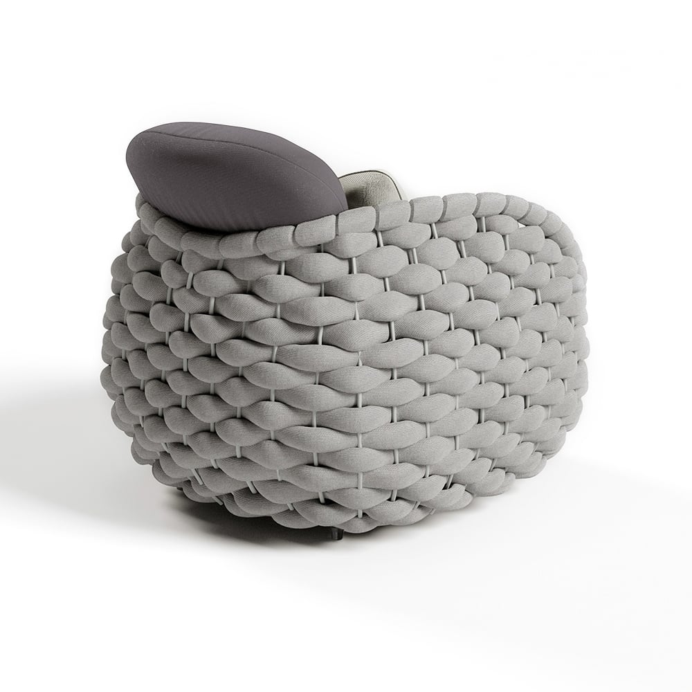 Tatta Modern Outdoor Swivel Chair 360 Degree Rotatable Gray Woven Rope Armchair Sofa Gray