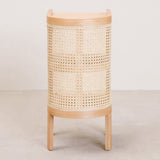 24" Nightstand Semi-Circle Rattan Bedside Table with 1 Shelf Natural
