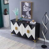 Wovuna Black & White Sideboard Buffet Accent Cabinet Gold 59.1"W x 15.7"D x 34.6"H