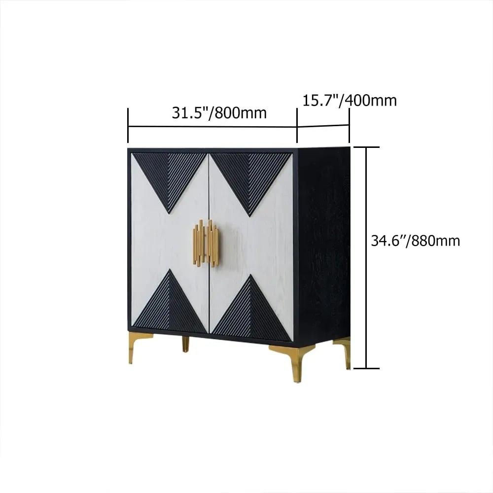 Wovuna Black & White Sideboard Buffet Accent Cabinet Gold 31.5"W x 15.7"D x 34.6"H