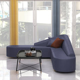 Modern L-Shaped Corner Sectional Sofa for Living Room Faux Leather Upholstery Blue