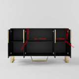 Aro Contemporary Sideboard Buffet 4-Door Sideboard Table Kitchen Buffet Table Black