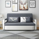 Modern Convertible Sleeper Sofa Cotton & Linen Upholstery with Storage Deep Gray