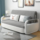 Modern Convertible Sleeper Sofa Cotton & Linen Upholstery with Storage Light Gray