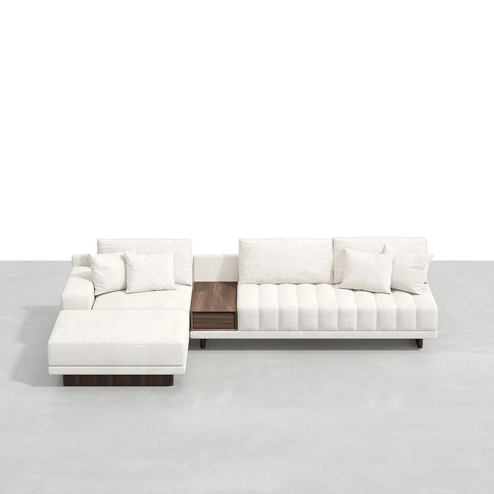 Modular L Shape Couch with Ottoman - Comfy Sectional Sofa with Storage Ivory