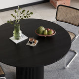 Japandi Round Small Dining Table for 2 Person Natural Wood Tabletop Black