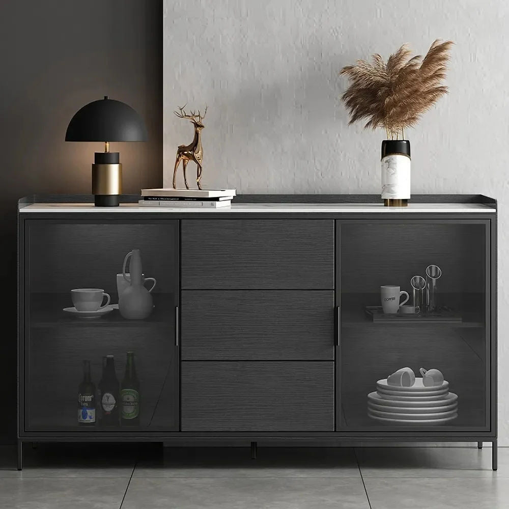 Sideboard Buffet Doors&Drawers Sintered Stone Top Modern Sideboard Cabinet 59.1" W x 15.7" D x 36.2" H