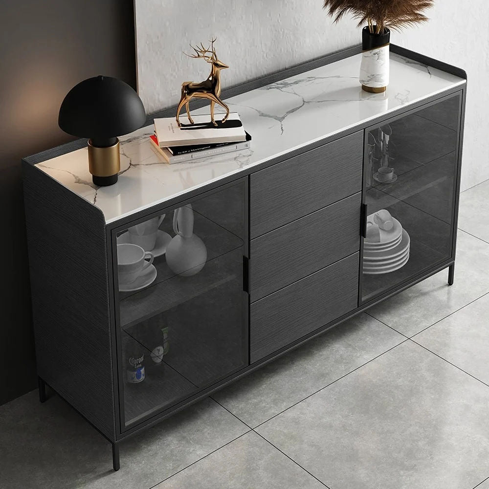 Sideboard Buffet Doors&Drawers Sintered Stone Top Modern Sideboard Cabinet 59.1" W x 15.7" D x 36.2" H