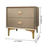 Modern Nightstand 2-Drawer Bedside Table in Gold Finish White