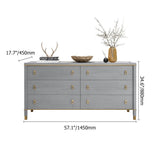 Solid Wood Dresser with Brass Accents – 6 Drawer Bedside Cabinet Champagne