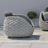 Tatta Modern Outdoor Swivel Chair 360 Degree Rotatable Gray Woven Rope Armchair Sofa Gray