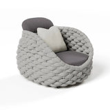 Tatta Modern Outdoor Swivel Chair 360 Degree Rotatable Gray Woven Rope Armchair Sofa Gray