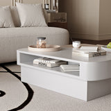 39.37“Modern Minimalist Suspended Coffee Table White &Khaki