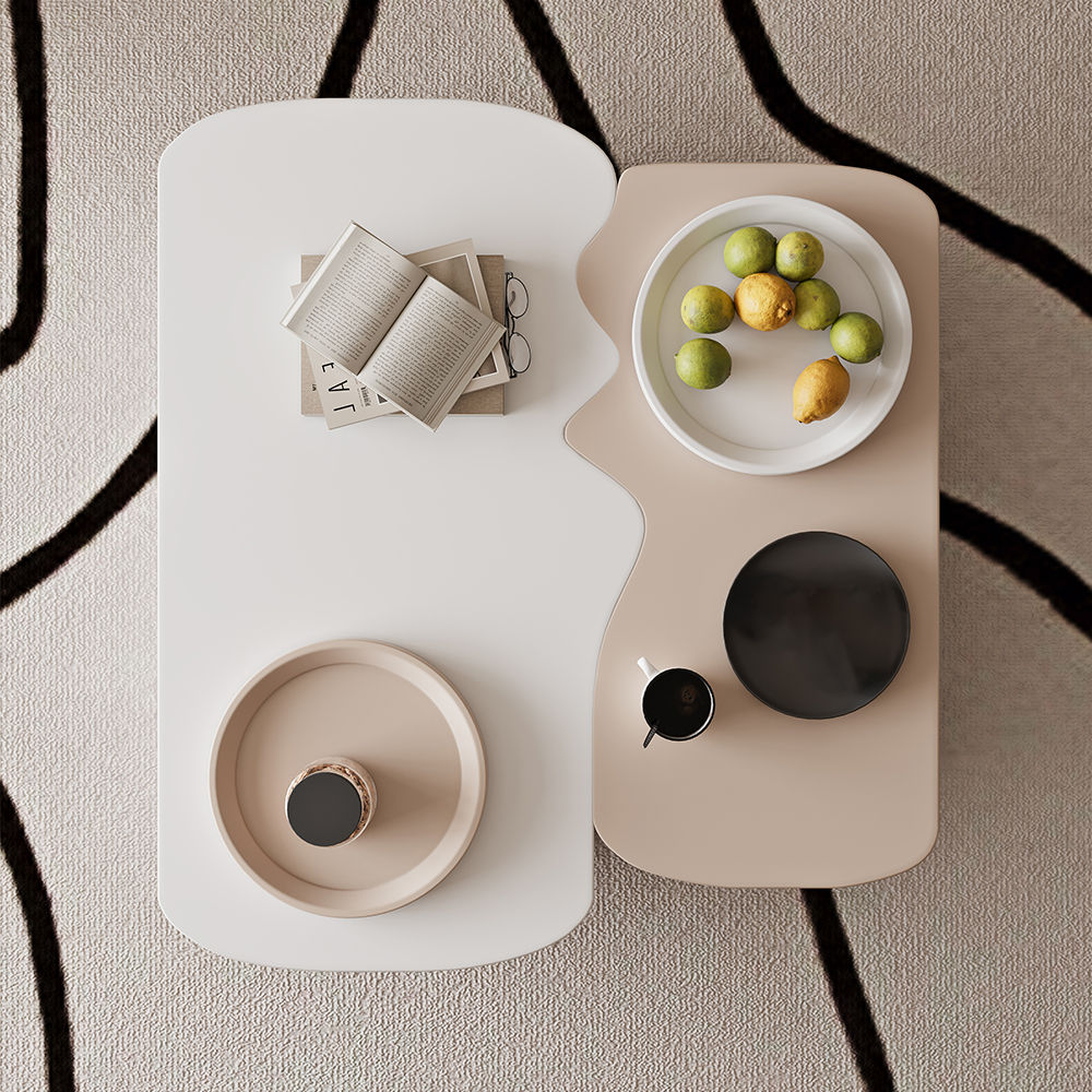 39.37“Modern Minimalist Suspended Coffee Table White &Khaki