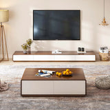 Color Combo Rectangular Coffee Table With Storage Walnut & White
