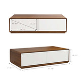 Color Combo Rectangular Coffee Table With Storage Walnut & White