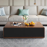 Color Combo Rectangular Coffee Table With Storage Walnut & Black