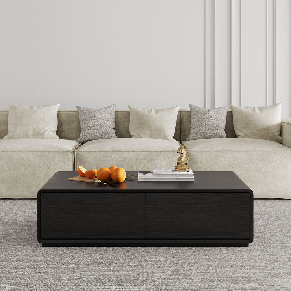 Color Combo Rectangular Coffee Table With Storage Black