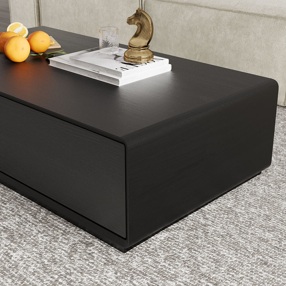 Color Combo Rectangular Coffee Table With Storage Black