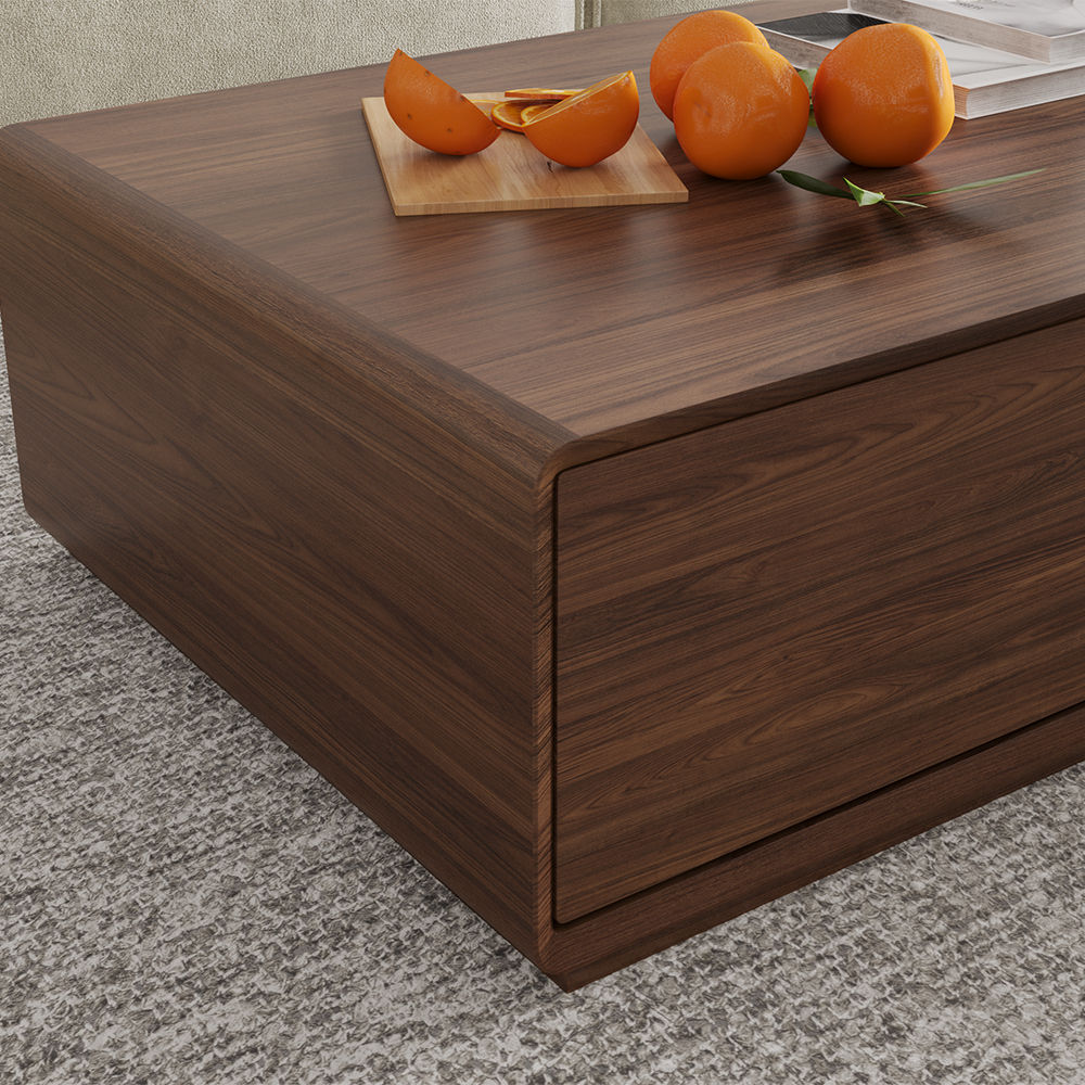 Color Combo Rectangular Coffee Table With Storage Walnut Color