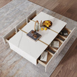 Modern & Luxury Coffee Table With Pinewood Drawers - 51.18 White