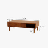 Mid-Century Modern Coffee Table - Min. Carved Storage| Free Shipping Walnut