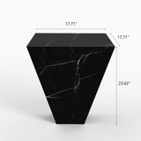 Drum Shaped White Faux Marble Coffee Table Black