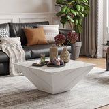 Drum Shaped White Faux Marble Coffee Table White